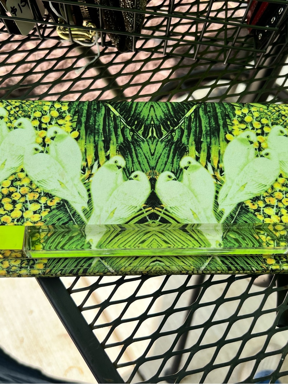 Ted Baker Neon Green Tropical Bird Acrylic Clutch